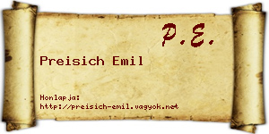 Preisich Emil névjegykártya